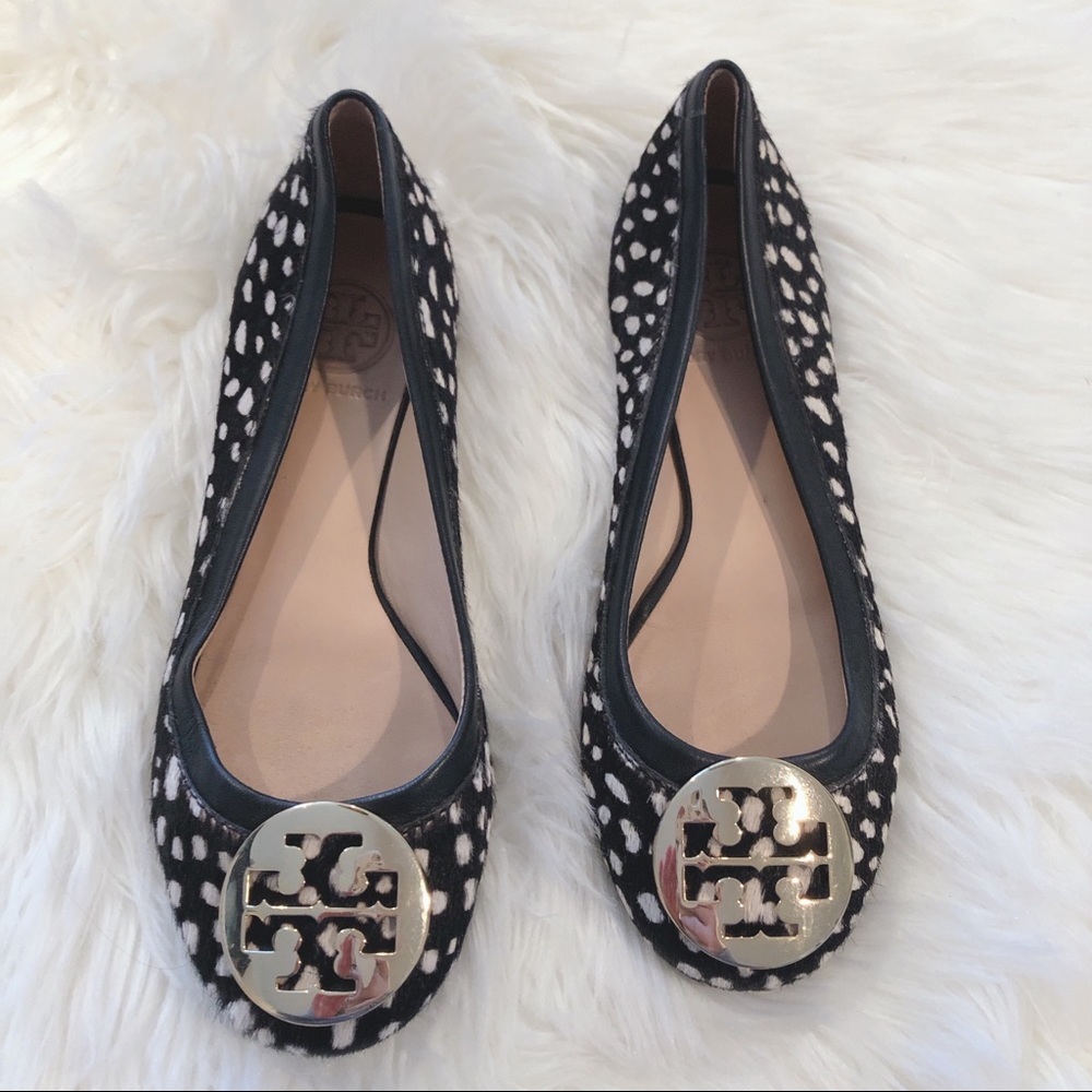 Tory Burch Reva, Polka Dot Calf Hair - Size 6